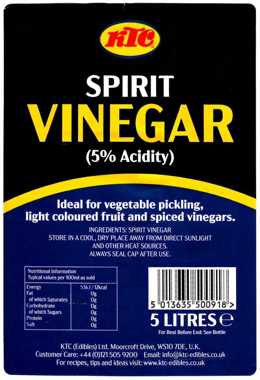 KTC Spirit Vinegar 5 Litres for Making Pickles , Cheese and Salads eBay