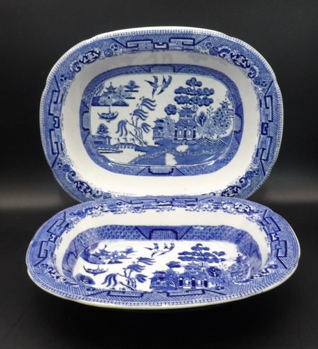 Antike Ridgway Blue Willow 8 und 10 ovale Gemüseschalen. #1