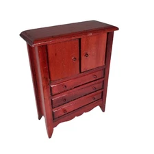 Cabinet 2 Door with 3 Lower Drawers Mahogany Tone Dollhouse Miniature 1:12 Scale