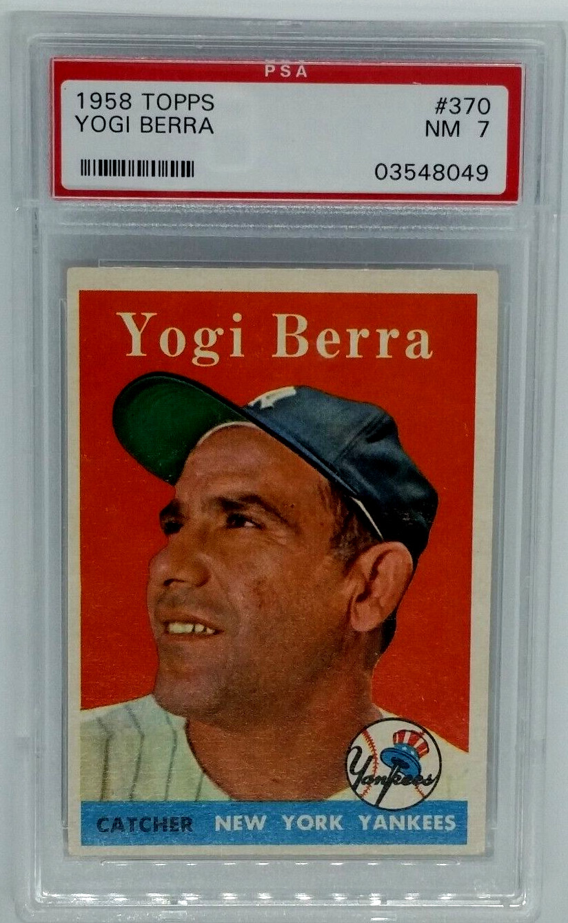 1958 Topps #370 Yogi Berra Card - Graded PSA 7 NM, New York Yankees