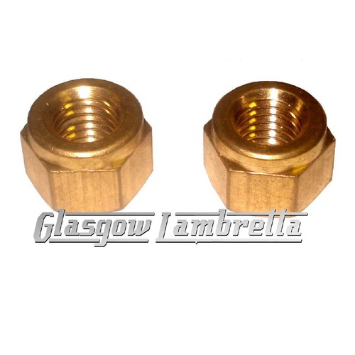 Lambretta Series 2 & 3 Scooter EXHAUST BRASS NUTS x 2 Li/SX/TV/GP etc