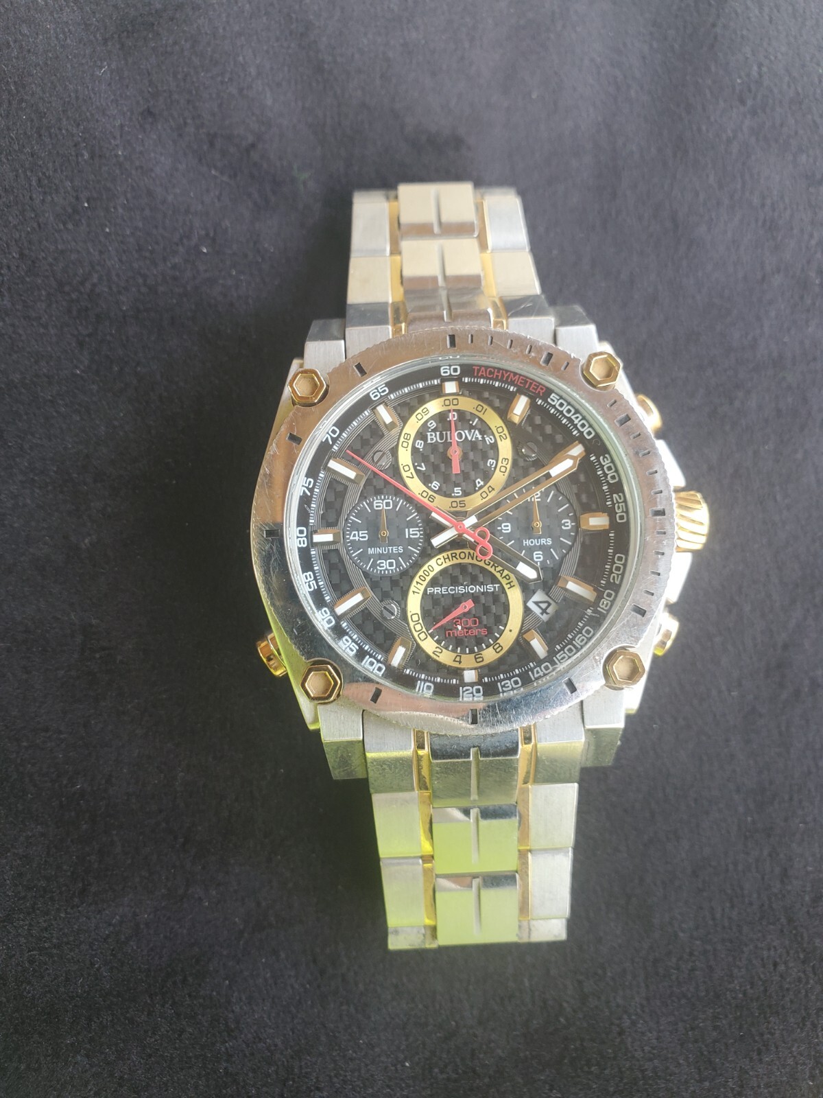 Bulova Precisionist Chronograph Men's Black Watch 98B228 eBay