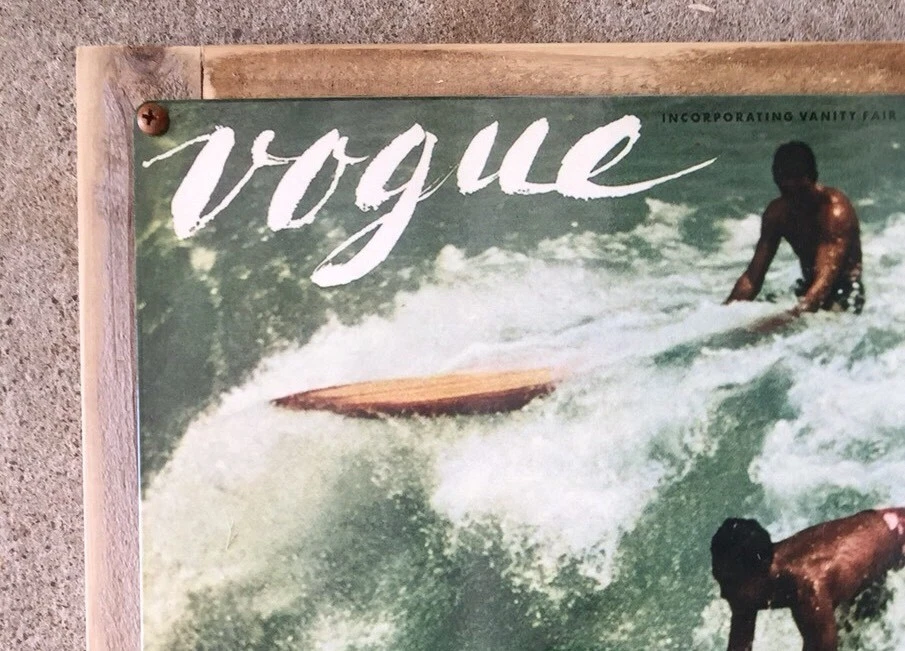 Vogue Magazine 60's Fashion Pinup Girl Surf Surfing Surfboard Vintage Fr Poster - Image 2 of 2