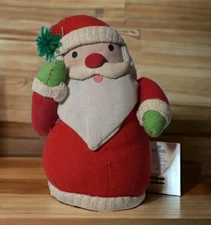 Vintage Dan Brechner Linen Santa Claus Shelf Sitter Ornament Y2K 4" tall