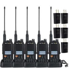 5Pack Retevis A1 5W GPS IP67 Analog 2200mAh Ham Radio Walkie Talkies for Outdoor