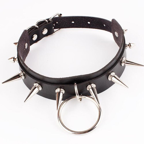 Men Women Punk Gothic Black Leather 
