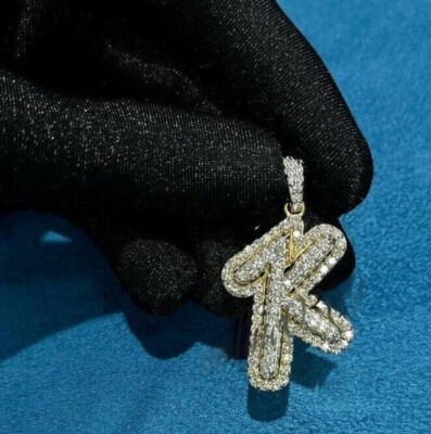 1.50 Ct Genuine Moissanite Custom Any Initial Letter ''K'' Pendant In 925 Silver