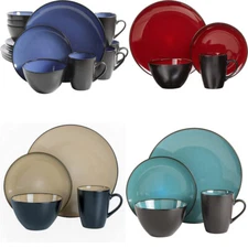 Dinnerware Set 16 Pc Dinner Dish Round Kit for 4 Kitchen Dining Home Dishware