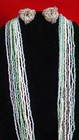 Vintage 10 Strand Blue, Green, Gray and White Seed Bead 20" Necklace w/ Earrings — photo 2