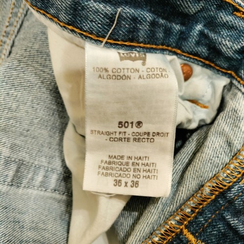 Levis 501 36x36 Men's Jeans Straight Button Fly Medium Wash Blue Denim VGUC - Picture 9 of 14