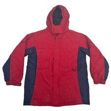 L.L. Bean Jacket Kids Large 14-16 Red Blue Colorblock Full Zip Hooded Insulated