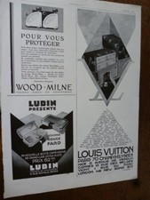 VUITTON malle auto 138 + LUBIN + WOOD MILNE  publicité papier ILLUSTRATION 1929