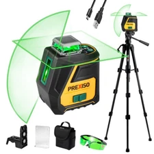 PREXISO 100Ft Green Self Leveling Cross Line 360 Laser Level w/Tripod Line Laser