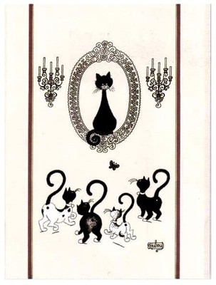TORCHONS & BOUCHONS DUBOUT, PORTRAIT DE CHAT (CAT) FRENCH PRINTED KITCHEN TOWEL 