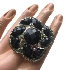 Brand New Big Chunky Adjustable Black Ring 💍 Women's Fashion Accessories.