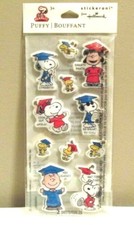 Hallmark Peanuts Graduation Stickeroni 'Puffy" Sticker Sheet, 22 Stickers New