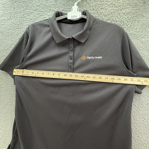 Dignity Health Employee Polo Shirt Women Large Grey Lightweight Stretch Casual - Picture 11 of 12