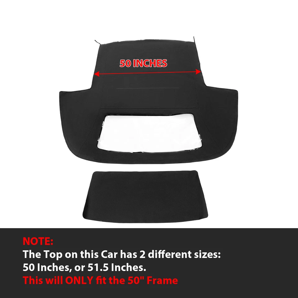 Convertible Soft Top Black Sailcloth Vinyl 50" Wide For Chevrolet Camaro 87-89 Foto 4 de 4