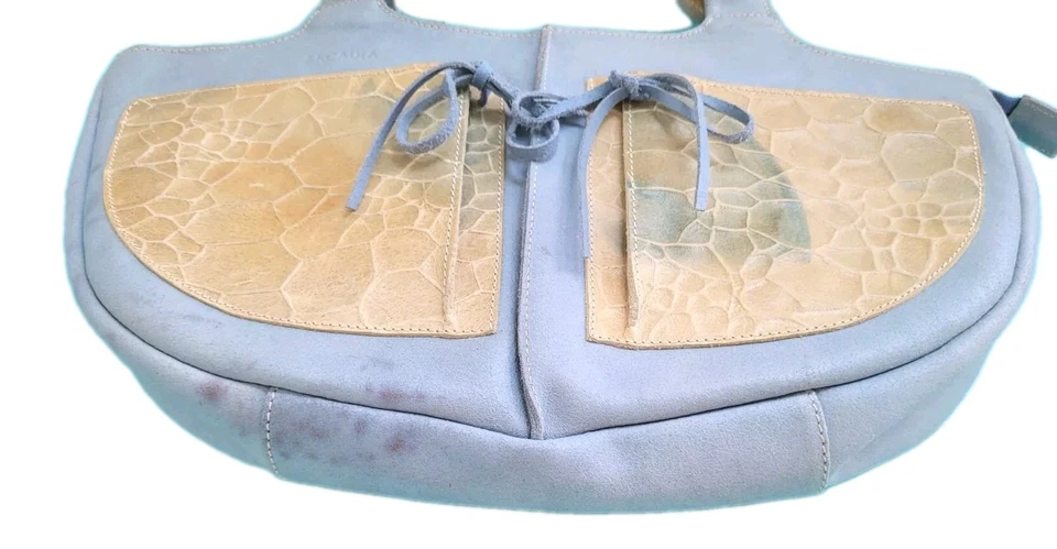 Arcadia Blue And Creme Suede Made In Italy Leather Boho  Bag - Image 3 of 4