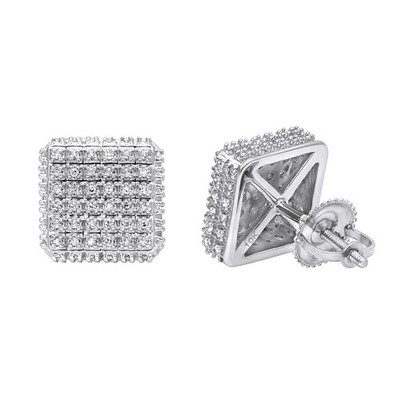 Pave Diamant Ohrstecker - 10K Gold quadratische Ohrstecker 0,33ct für Damen und Herren