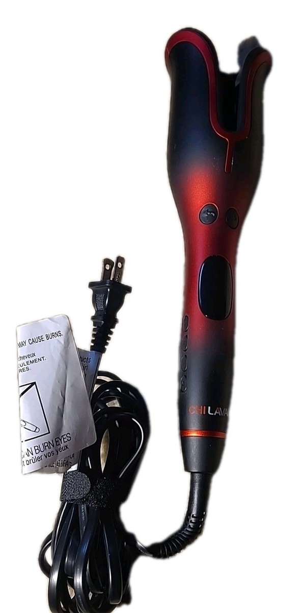 CHI Lava Automatic Hair Curler Iron Rotating Wand Red Black  display picture 2