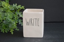 New Rae Dunn By Magenta Black  White WRITE Ceramic Pen and Pencil Holder