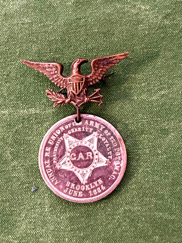  GAR  1884 15th ANNUAL REUNION of THE  ARMY of the POTOMAC  BROOKLYN  N Y medal