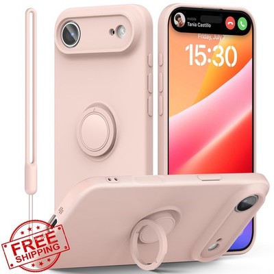 pcgaga iPhone Air Pink Silicone Case Ring Strap