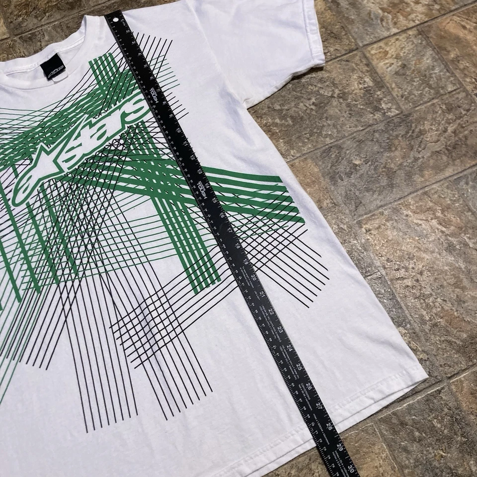 Vintage Y2K Alpine Star White Green Big Logo T Shirt Size Medium - Image 4 of 4