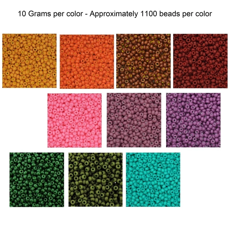 Juego de 10 Cuentas Semilla Redondas Miyuki Talla 11/0 Colores 100 Gramos Flor Silvestre Foto 3 de 4