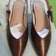 A New Day Women's Snakeskin Brown Slingback Heels Sz 9