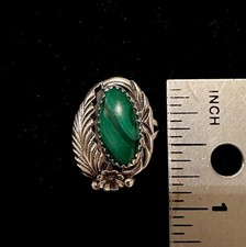 Vintage Sterling Silver 925 Navajo Malachite Ring Size 6