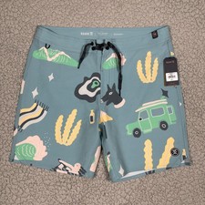 Roark Board Shorts Mens 34 Blue Passage 18" Viaje Swim Trunks Art NWT