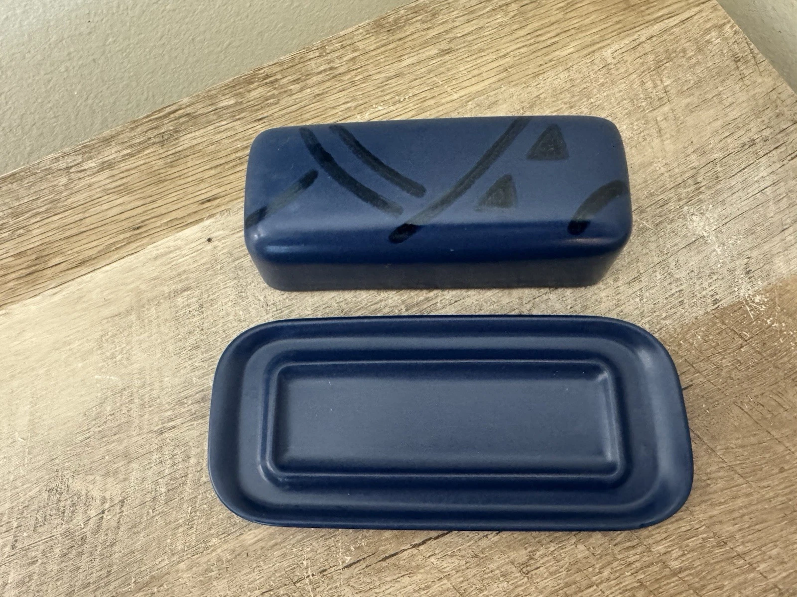 Pfaltzgraff Butter Dish Morning Light Vintage Dark Blue