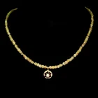 925 Sterling Silver Necklace Oval Mozambique 4x3mm Sapphire Flower Gem 19.5 Inch