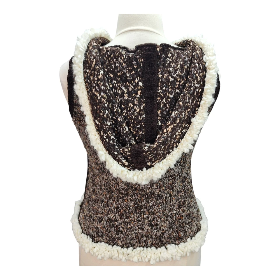 Chaleco CURIO Copyright GRANDE Mezcla de Lana Marrón Sudadera con Capucha Cárdigan Suéter Corsé Boho Foto 2 de 4