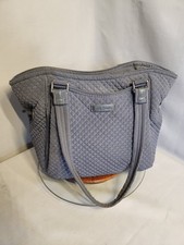 Vera Bradley Grey Blue GLENNA Microfiber Shoulder Bag Tote Purse Satchel