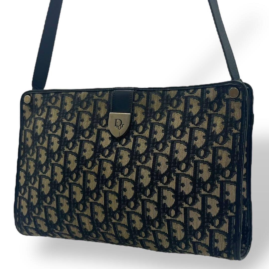 Dior Trotter Canvas and Leather Vintage Shoulder Bag Handbag