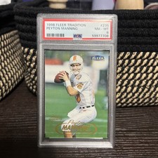 1998 Fleer Tradition 235 Peyton Manning ROOKIE RC PSA 8 Graded Football Card NFL. rookie card picture