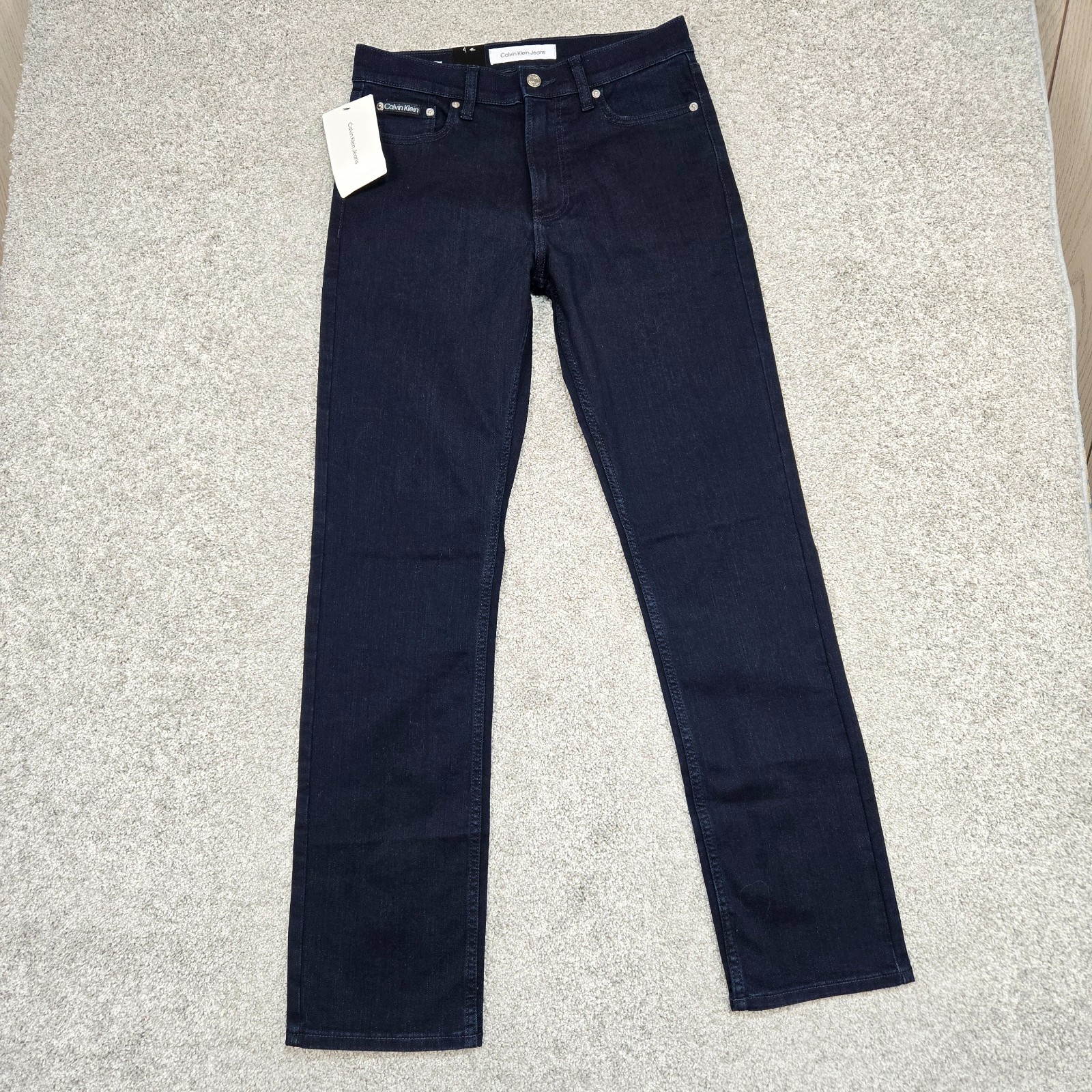 Mens 30x32 Dark Wash Straight Fit Vintage Ck Navy Blue New
