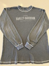 Harley-Davidson Waffle Knit Thermal Shirt Men s Large Gray Long Sleeve Biker