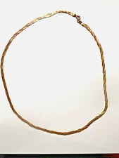 Solid 14K Gold 18" Braided Twisted Chain Necklace 5.2 Grams Made in Italy EUC++