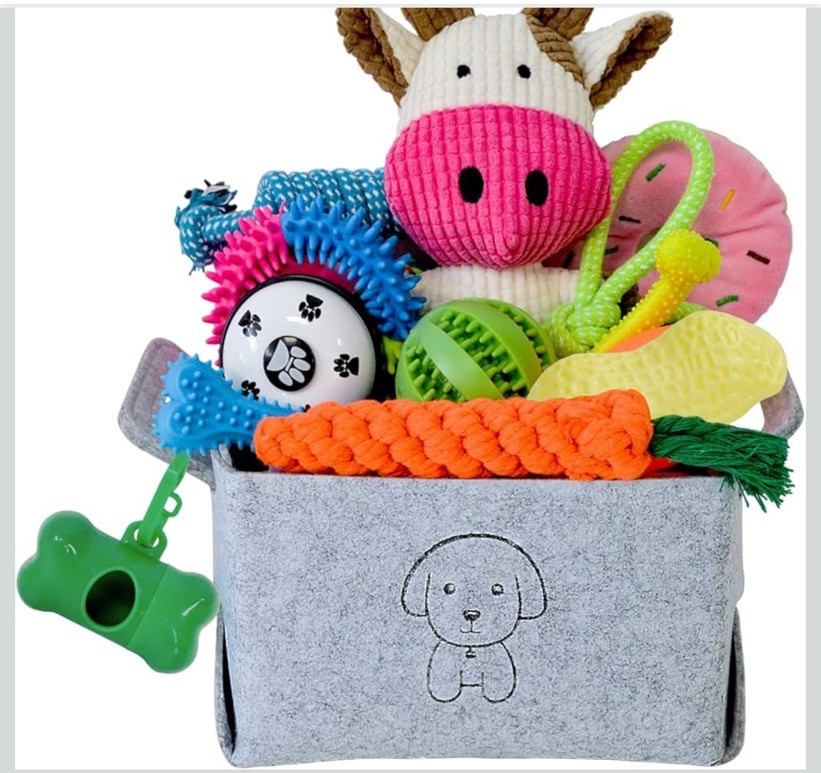 20 Pack With Basket For Small And Medium Size Dogs / Dog Toy Bundle