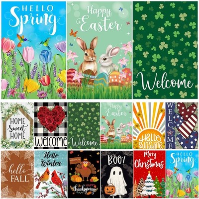 Seasonal Garden Flags Set of 12 Double Sided 12x18 Inch