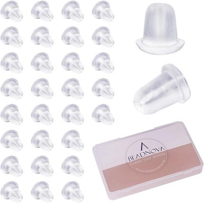 Earring Backs for Studs Rubber Plastic Silicone Earring Backings Clear Secure...