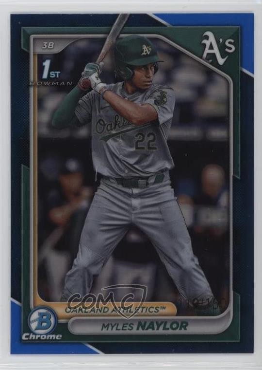 2024 Bowman Chrome Prospects Blue Refractor /150 Myles Naylor #BCP-136 j3y