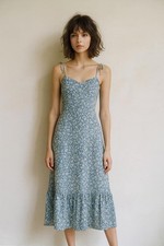 Reformation Emmie Midi Dress Cottagecore Preppy Blue Floral Women Size Small