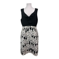Tahari Arthur S. Levine Size 12 Dress Knee Length Black White Zipper Back