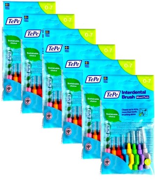 6x TePe Original Interdentalbürsten - 0,4 mm bis 1,3 mm gemischt - 6x 8 Stück