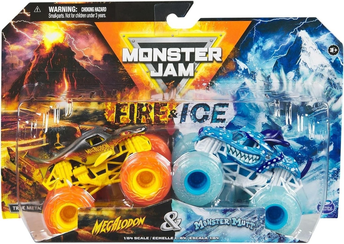 2024 Fire & Ice 1:64 Diecast Monster Truck 2-pack Megalodon